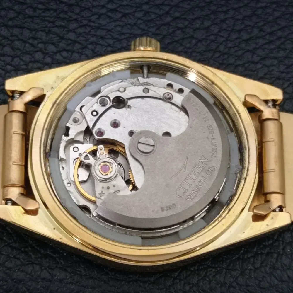 Vintage 1977 Citizen Automatic Mens Gold Watch W/daydate & Blue accents